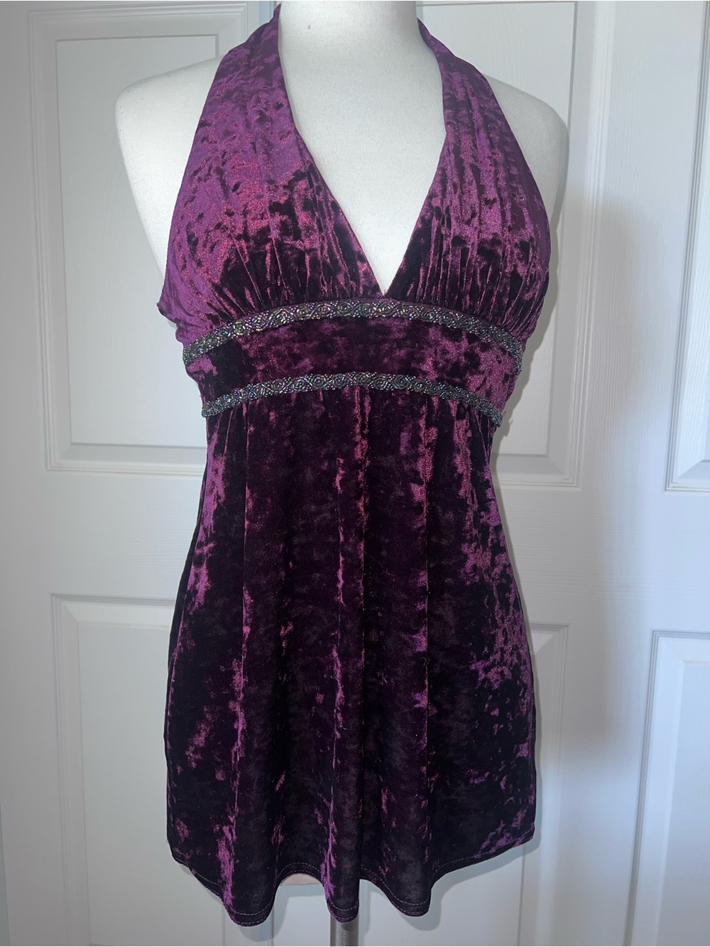 City Triangles Velvet Halter Tunic in Plum